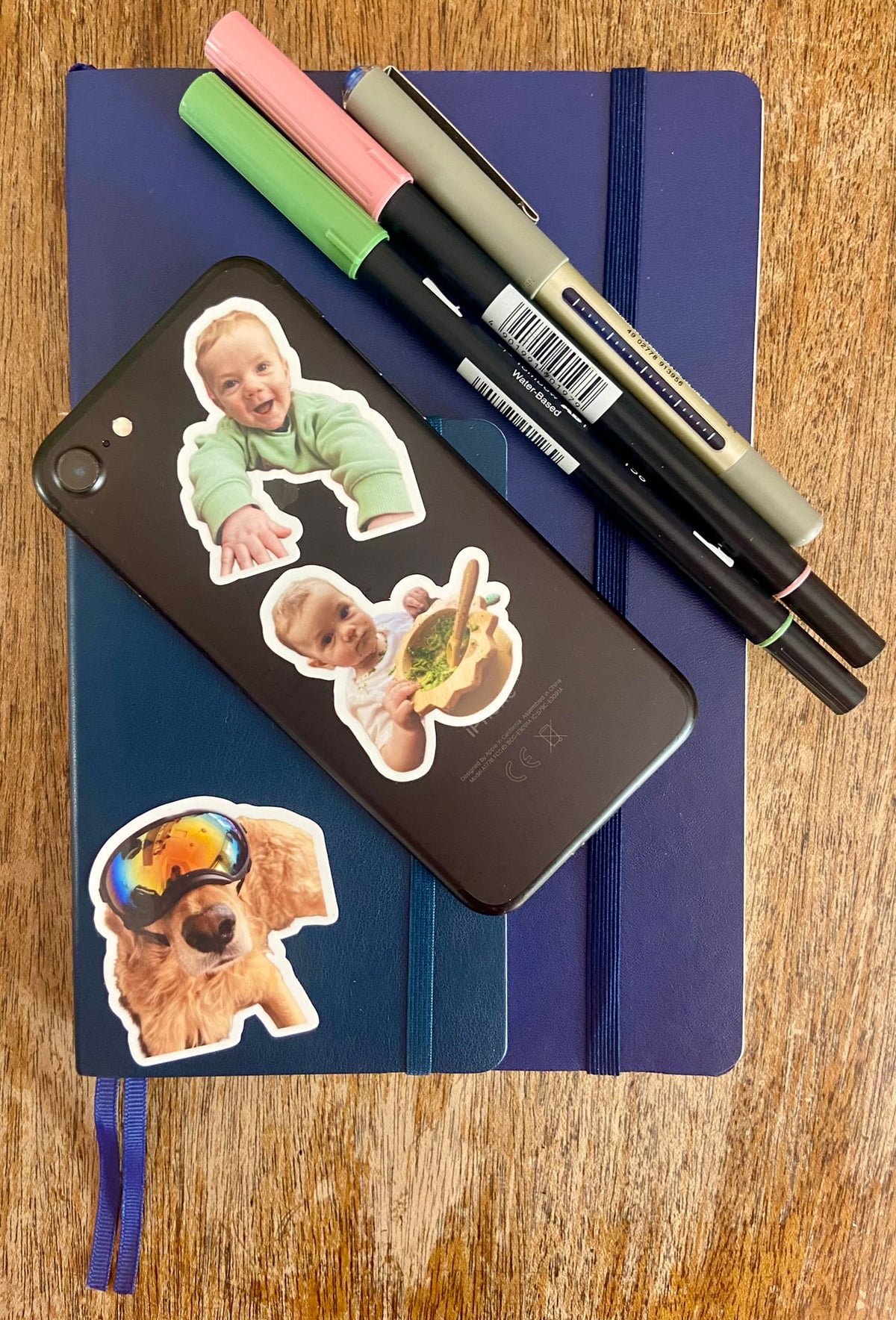 Stickers on a sketchbook