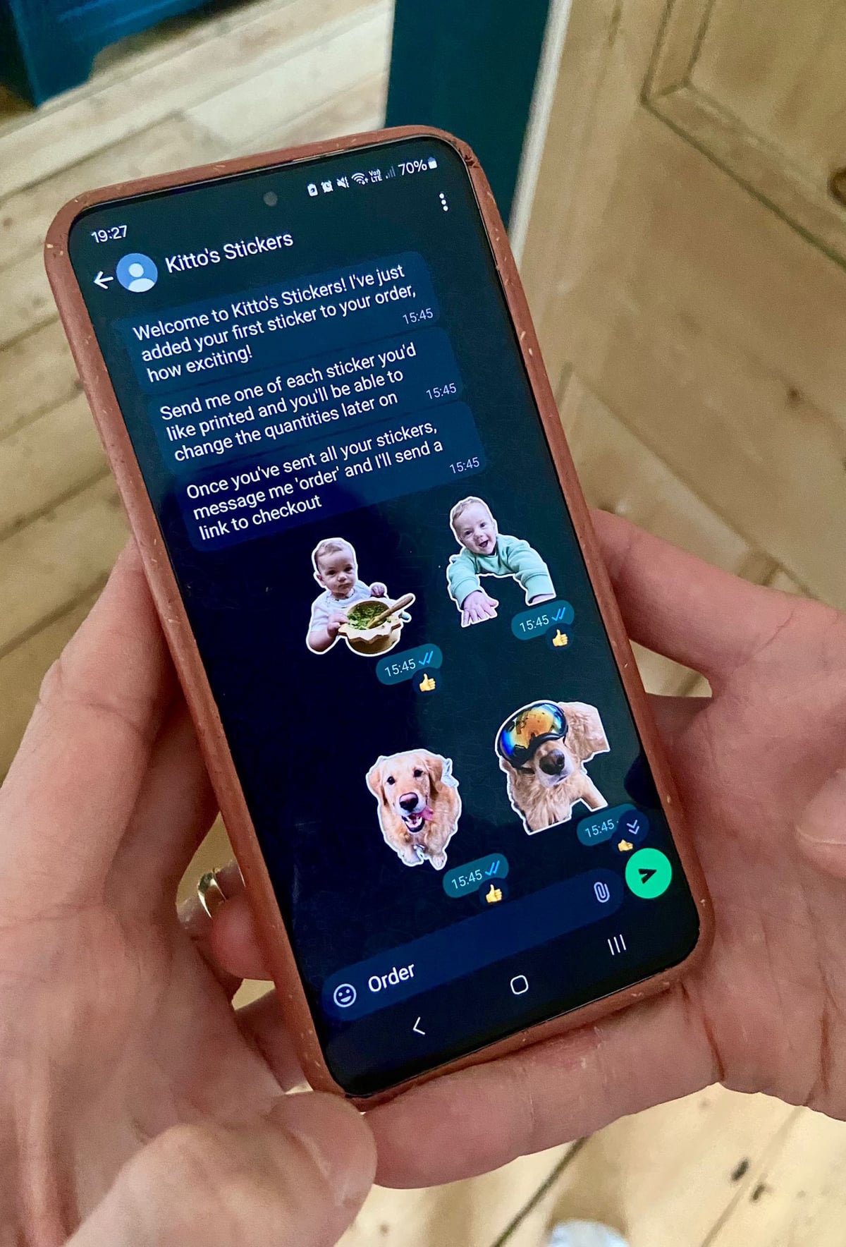 Choosing stickers in WhatsApp